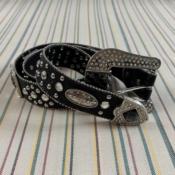 Wholesale by ATLAS Accessories - Wholesale By ATLAS Belt Womens Large Black Rhinestone Western Bling Studded